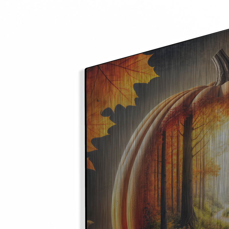  «Fall Landscape Pumpkin 2» par Rey Klimt, art mural en métal, 24 po x 24 po, H 24 po x l 24 po