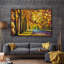 Impression de toile de paysage orange sur fond de feuilles de forêt d'automne rouge pour salon, chambre à coucher, décor M06-104074746-104074749