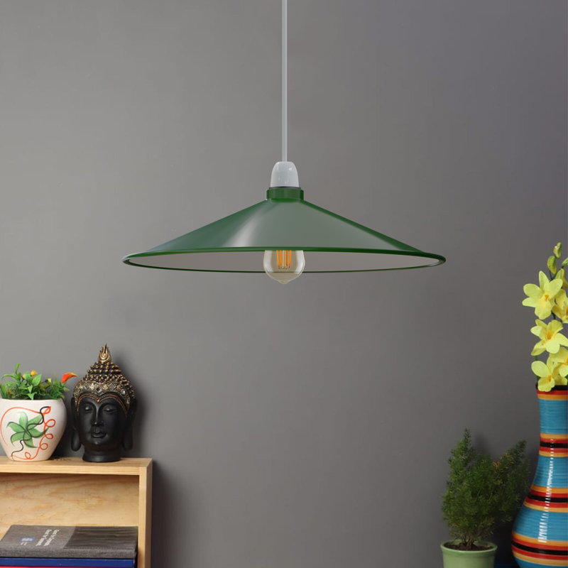 40cm Metal Cone Lamp Shade, Green