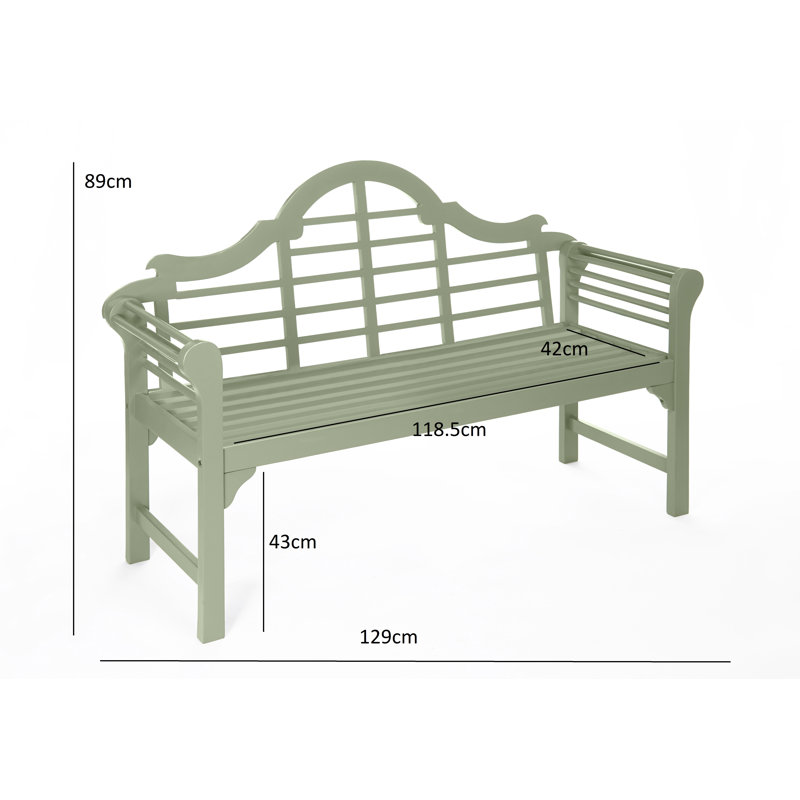 Kuhle PU Painted Traditional Wooden 2 Seater Bench, Green