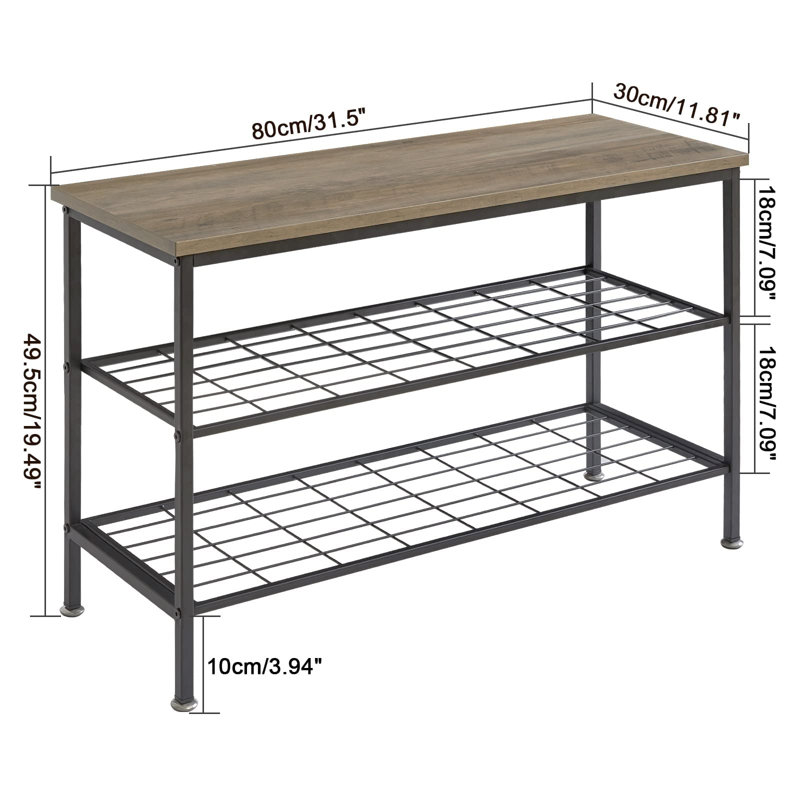 8 Pair Shoe Rack, Greige Black