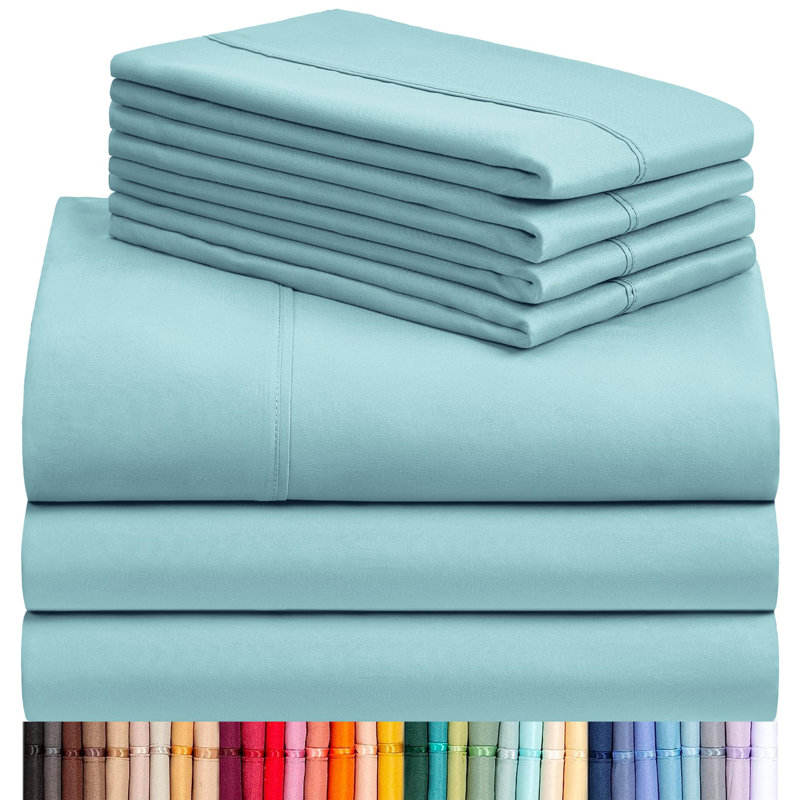 Luxclub 4 PC Aqua King Silky Soft Cooling Extra Deep Pocket Performance Sheet Set, King Sheet Set with 4 Pillowcases, Aqua