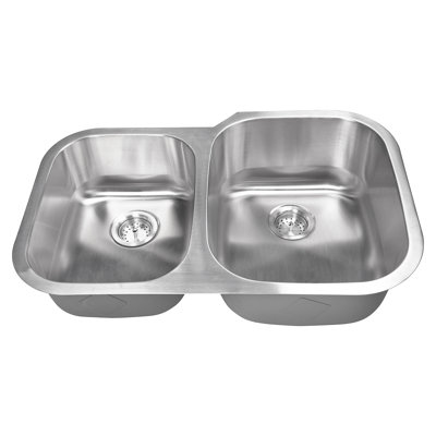 Évier de cuisine à double cuve encastrable en acier inoxydable de calibre 18 et 31 po x 20 po SleekSteel