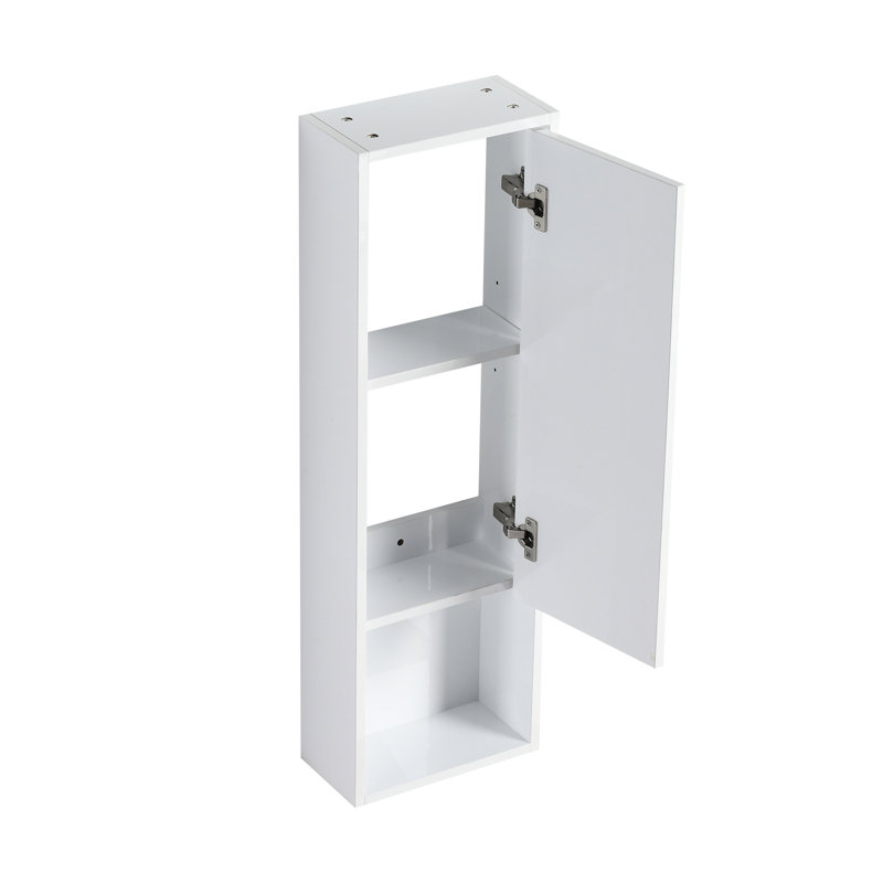 Armoire murale de salle de bain moderne de 12 pouces, portes à fermeture douce, blanc brillant, montage flottant, pour armoire de rangement avec fixation, organisée