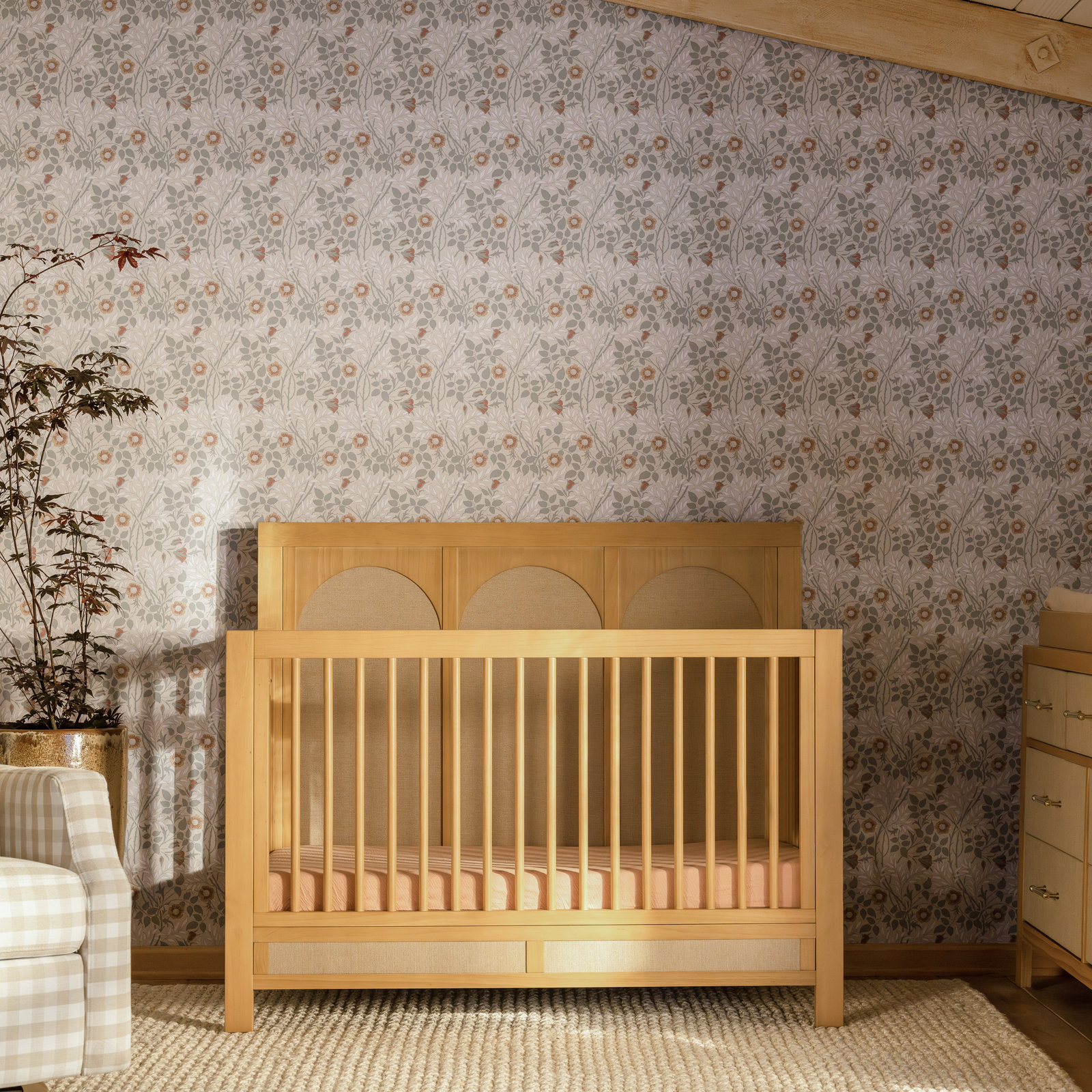 Eloise 4-in-1 Convertible Crib, Honey/Performance Sand Eco-Weave