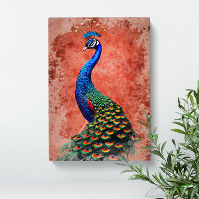 Peacock In Watercolour - Wrapped Canvas
