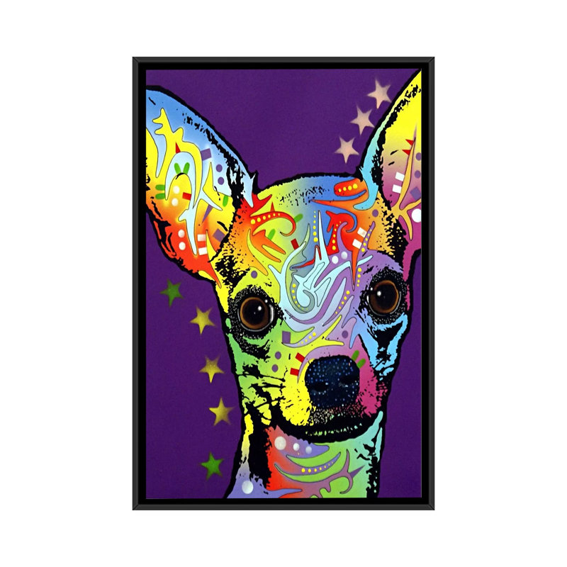 « chihuahua ll », impression sur toile, H 26 po x l 18 po x P 1,5 po, Toile avec cadre noir