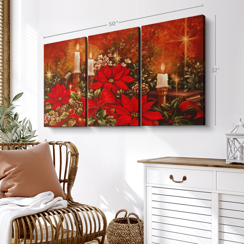 «Poinsettia éclairé» sur, H 32 po x l 50 po