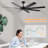 72 Inch Ceiling Fans No Light With Remote Control, 8 Reversible Blade, Quiet DC Motor, Timer Function, 6-Speed, Industrial Ceiling Fan For Bedroom Home Kitchen (Black)