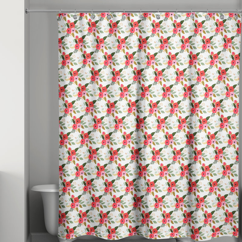 Rideau de douche simple floral Sofiane, Blanc