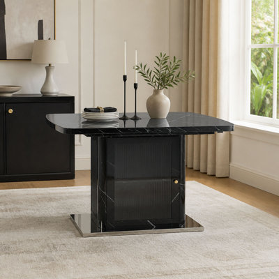 with Glass and Steel Base Dining Table