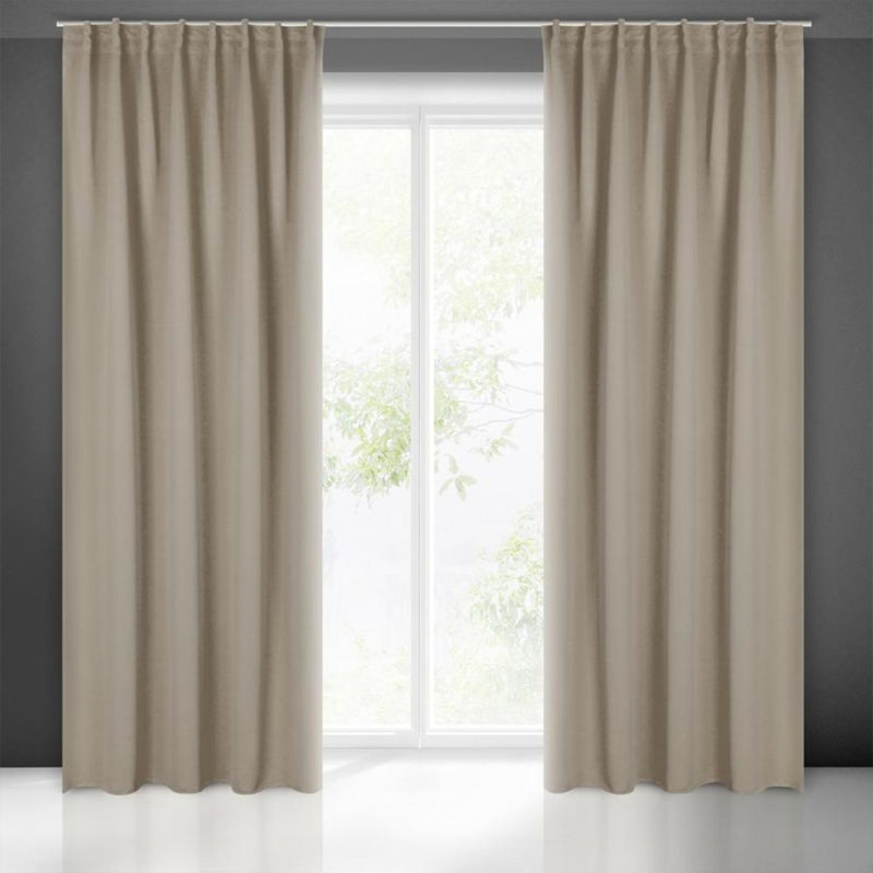 Milan Room Darkening Single Curtain, Cream Tape