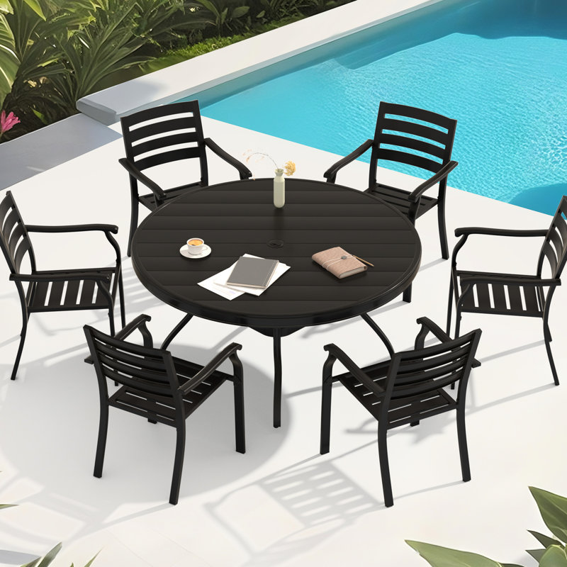 Outdoor Metal Dining Chairs In Black, A Of 2 For Bistro And Pool. Heavy - Duty Iron With Ecoating, Weather , Quick Assembly Black Chairs, Terrace Garden Areas. Frame Rust Smooth Surface