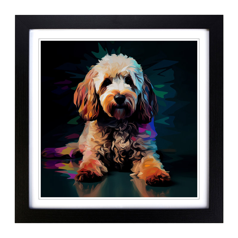 Cockapoo Glitch Art - Framed Print, Black