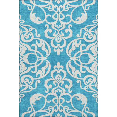 Premium Machine Washable Prisco Turquoise Rug