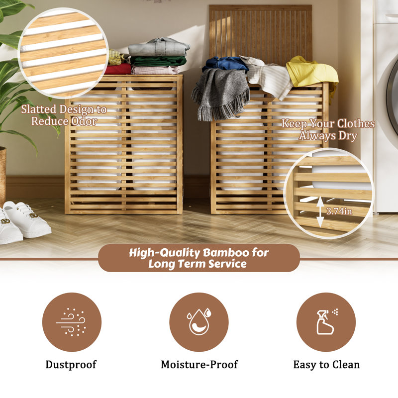 Donnell Bamboo Laundry Hamper with Handles