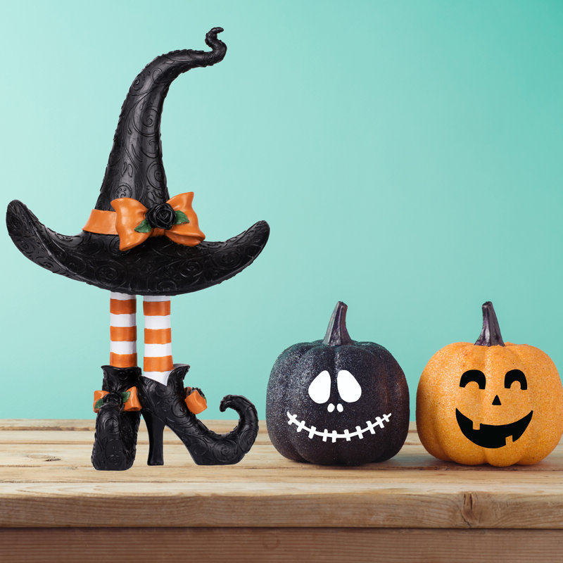Décoration de table d'Halloween sorcière chapeau et pattes, Orange