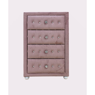 Commode rose en tissu