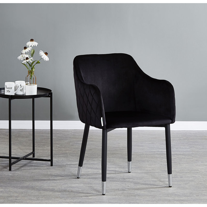 Holdenville Upholstered Dining Chair, Black, Black/Silver, 4