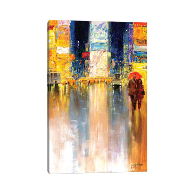 Times Square Evening by John Haskins - Wrapped Canvas Print