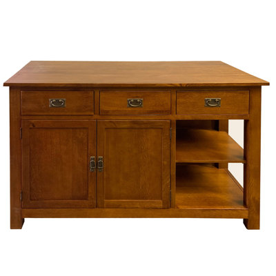 Mission 3 Drawer Oak Kitchen Island 60
