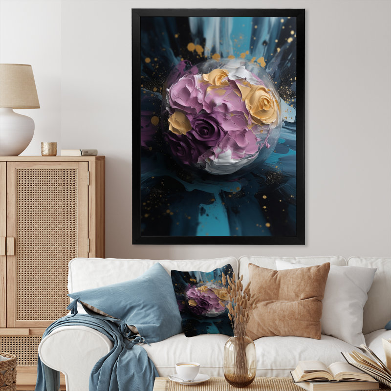 Aon - harmonies fluides mauves et bleues - impression, Cadre photo noir, H 20 po x l 12 po x P 1 po