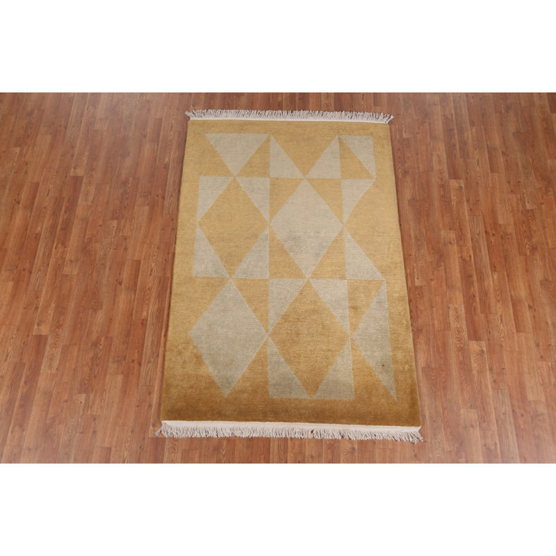 Tapis oriental géométrique népalais noué à la main 4 x 6