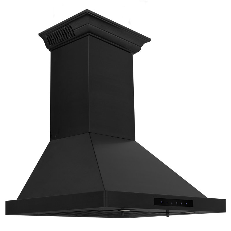 24" Crown Sound 400 CFM Ducted Wall Mount Range Hood with Wi-Fi, Black Stainless Steel