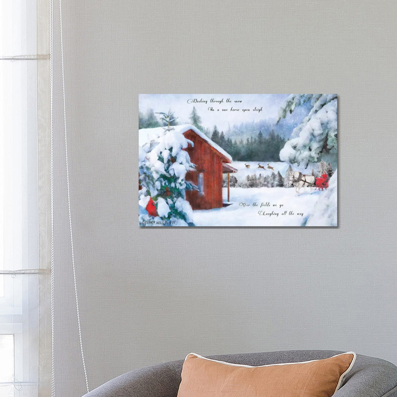 Dashing Through The Snow by Bluebird Barn - Wrapped Canvas Painting, 66.04 cm H x 45.72 cm W x 3.175 cm D