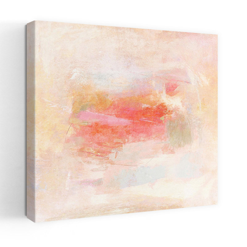 Art contemporain abstrait rosé, H 32 po x l 32 po