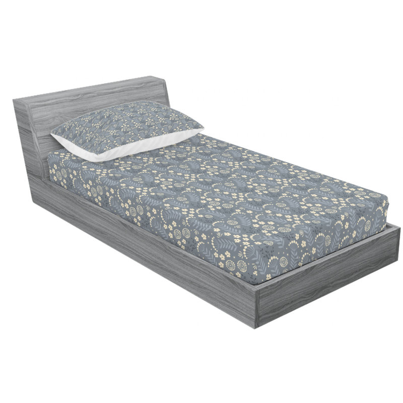 Ensemble de draps à motif floral, Ensemble de draps pour lit simple avec drap-housse