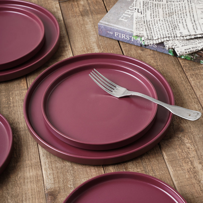 Purple Ceramic 16-Piece Dinnerware Set, Service for 8