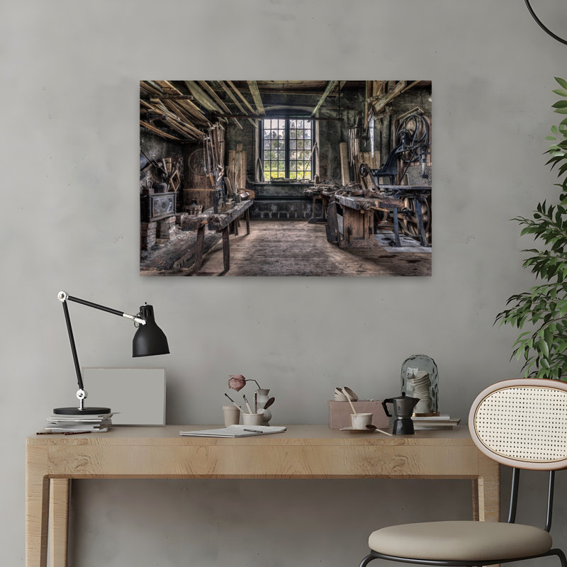 Art contemporain, rétro, industriel, rétro, architecture, paysage, H 16 po x l 24 po