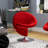 Curl Modern Wool Blend Upholstered Metal Swivel Accent Chair in Red-90541005
