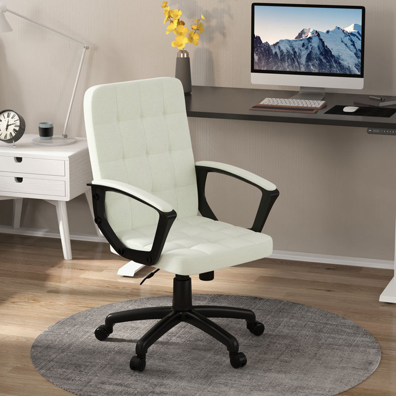 Chaise de bureau en lin Majeris, Beige