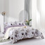 Ensemble de housse de couette à motif d'hortensias et de lotus mauve Lunaria - 100% coton à longues fibres, doux et respirant-133031455