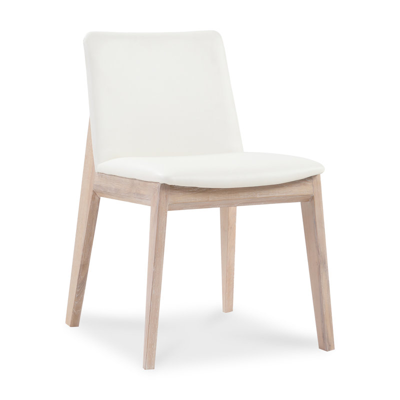 Anrey Vegan Leather Dining Chair, Cream Faux Leather, Gray