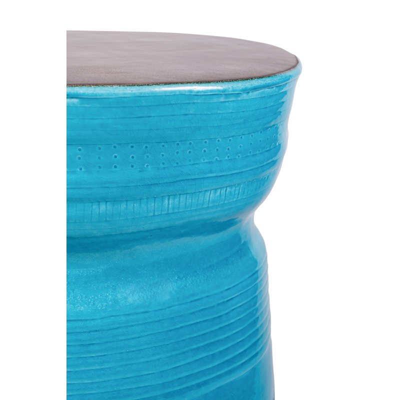 Ancaris Outdoor Round Side Table, Aquamarine Gloss