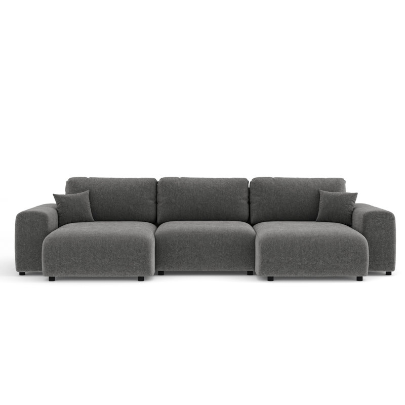 Six-seater panoramic sofa, Grey Chenille
