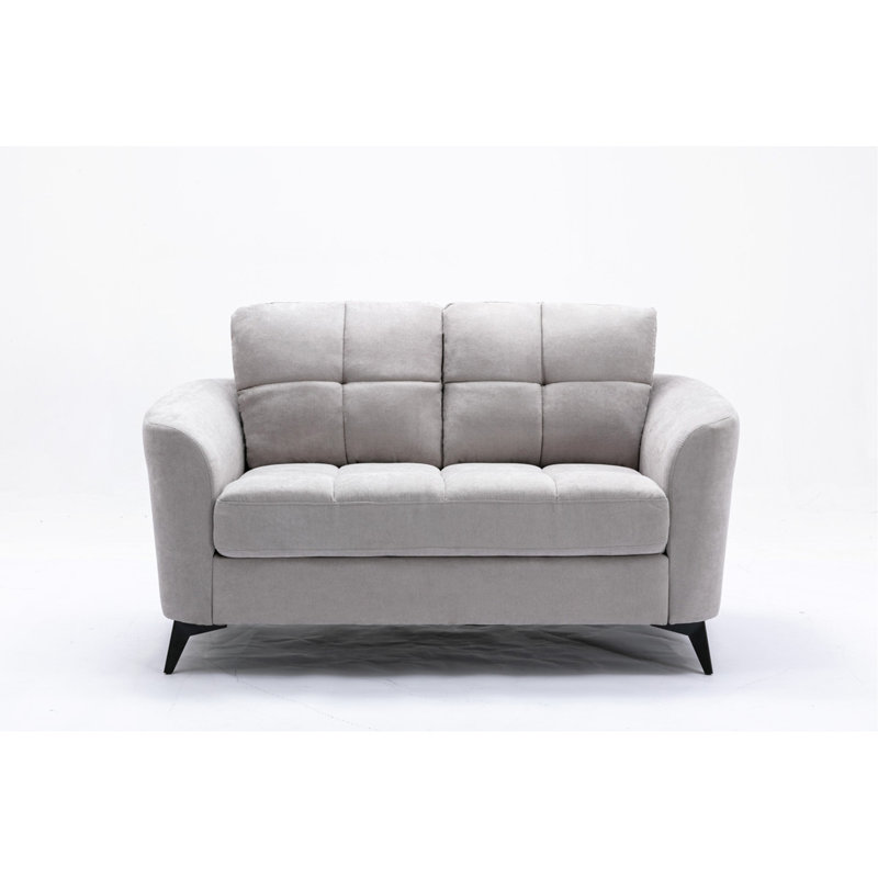 Mashad Loveseat, Upholstered Sofa with Metal Legs, Light Gray, 35" H x 60" W x 33" D