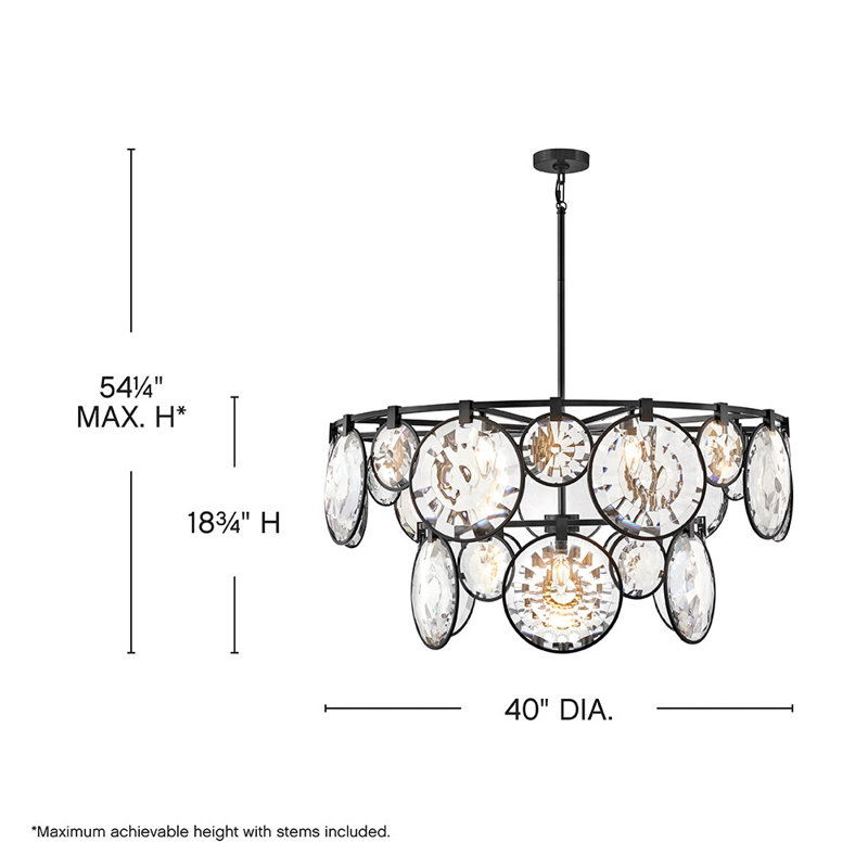 Nala 15 - Light Crystal Tiered Chandelier, Black