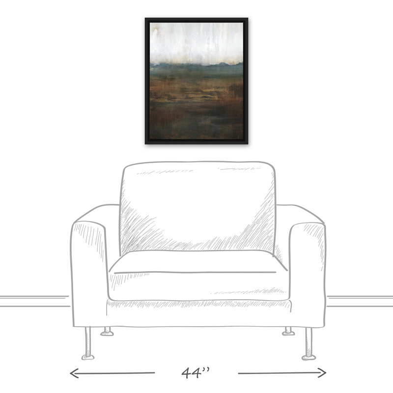 Commencement d'une tempête sur toile, H 21,75 po x l 17,75 po x P 1,75 po, Cadre flottant noir