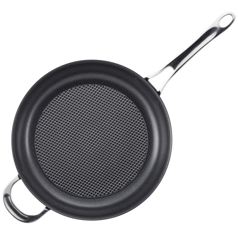 12-Inch Black Stainless Steel Nonstick Fry Pan with Lid