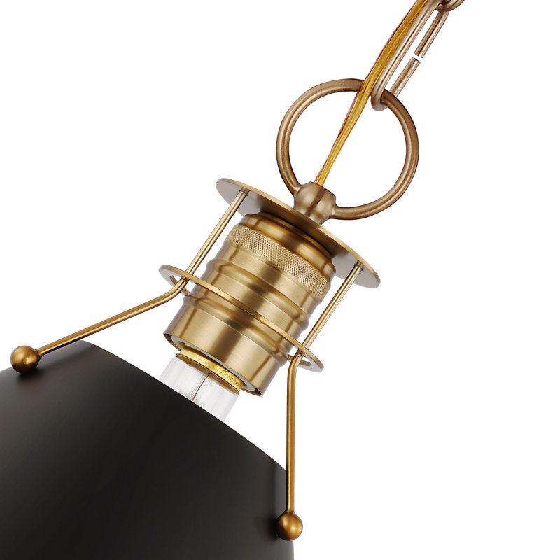 Luminaire suspendu conique à 1 lumière Rodarte, Noir mat / laiton bruni, H 10 po x l 13 po x P 13 po