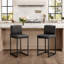 61cm Modern Upholstered Kitchen Counter Stool with Metal Sled Base & Faux Leather-946124430-971905122