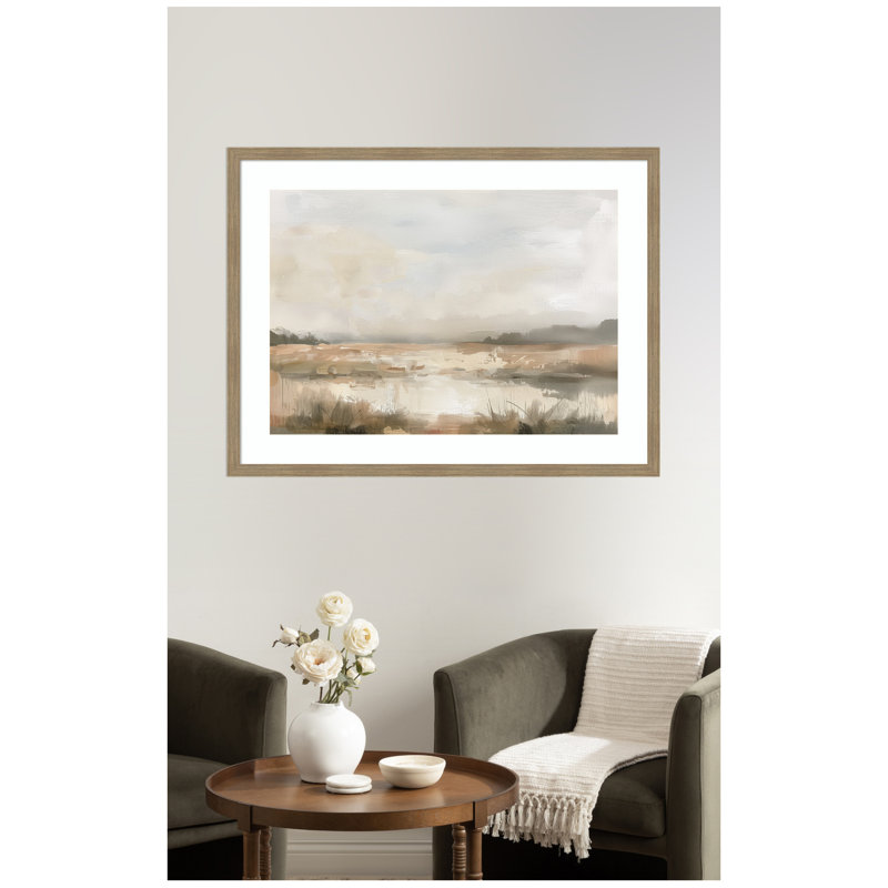 «Neutral Abstract Landscape» par The Creative Bunch Studio, reproduction d'art encadrée