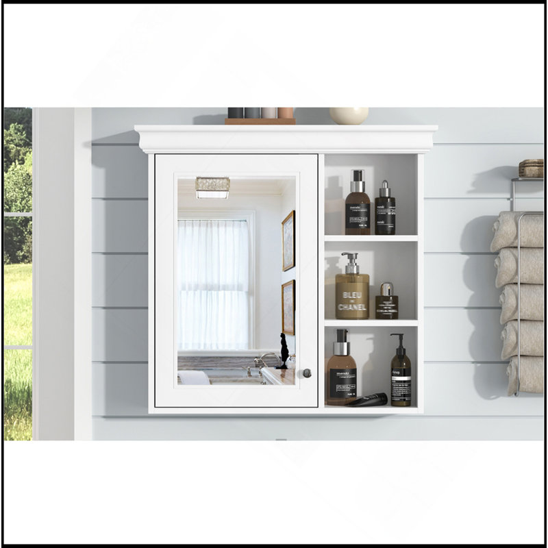 Armoire à pharmacie sophistiquée avec miroir de 30 po x 28 po, armoire de rangement murale avec rangement, armoire de rangement au-dessus de la toilette pour salle de bain