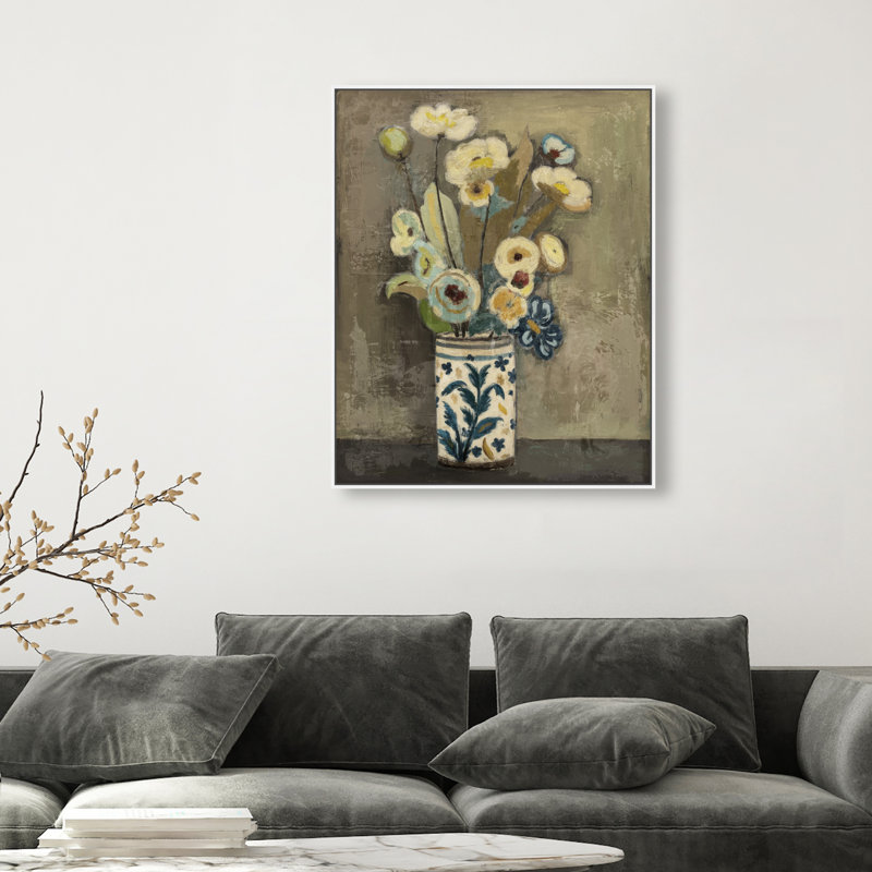 Flowers I Canvas Floral & Botanical Print by Oliver Gal, Black Frame, 16 x 20, 31"H x 37"W, White Floater Frame