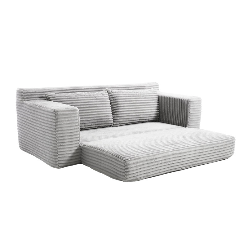 2 Grey With Convertible Function, Memory Foam, Steel Frame, Corduroy Fabric, No Assembly, Great For Home Relaxing And Guest Accommodation Small Spaces