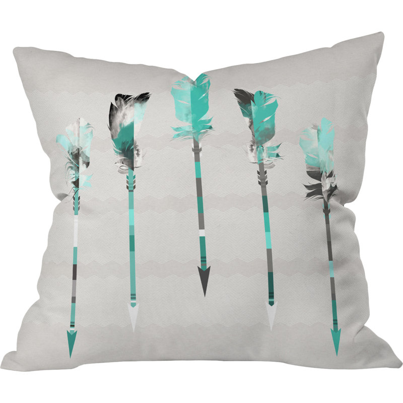 Coussin décoratif intérieur / extérieur Iveta Abolina, 16 po x 16 po, Bleu sarcelle